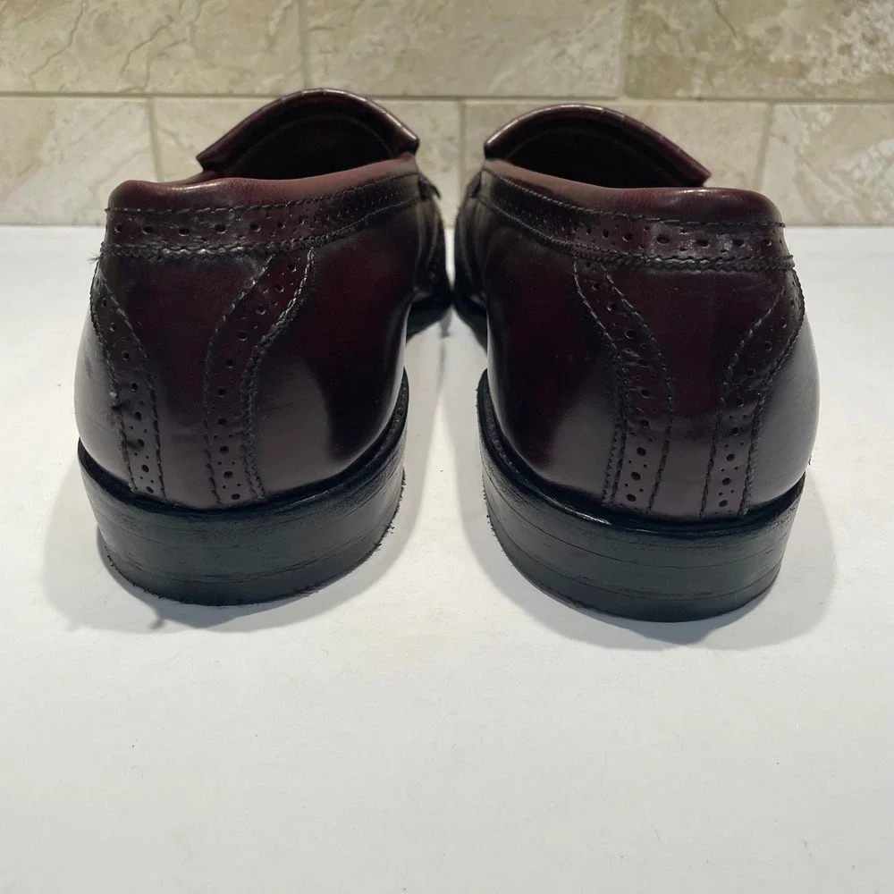 Allen Edmonds Bridgeton Burgundy Leather Wingtip Tassel Loafers Mens 9.5 EEE